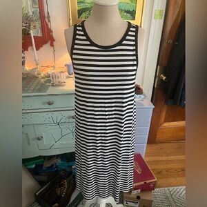 Old Navy Sleeveless Striped Dress L Stretch Rayon Blend VGUC Lagenlook Summer